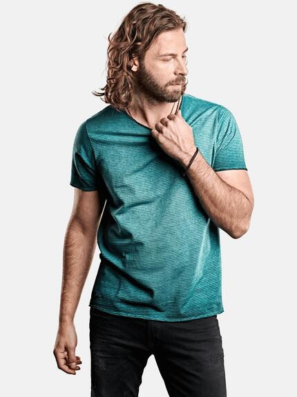 emilio adani T-Shirt mit cooler Waschung Petrol