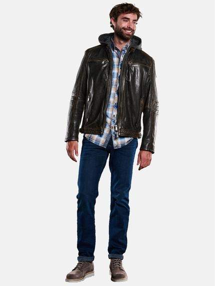 engbers Herren Lederjacke mit abnehmbarer Kapuze Braun 33306 engbers Herren Lederjacke mit abnehmbarer Kapuze Braun 33306