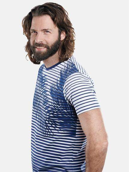 emilio adani Herren Rundhals T-Shirt mit sommerlichem Print Blau 29624 emilio adani Herren Rundhals T-Shirt mit sommerlichem Print Blau 29624