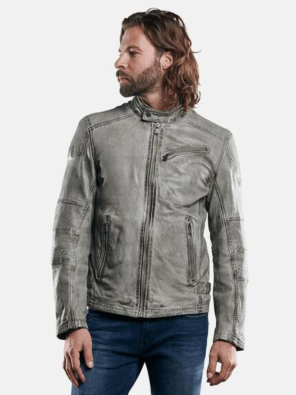 emilio adani Lederjacke mit gebrauchter Warenoberfläche Anthrazit