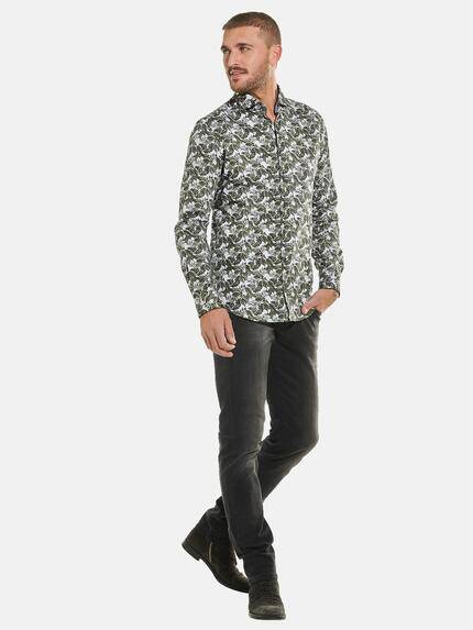 emilio adani Herren Langarm-Hemd mit Floralprint Grün 32289 emilio adani Herren Langarm-Hemd mit Floralprint Grün 32289