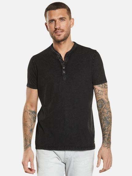 emilio adani Henley-Shirt aus Baumwolle Schwarz