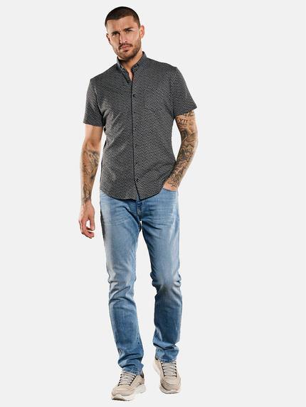 emilio adani Herren Kurzarm-Hemd aus Jersey Schwarz 33081 emilio adani Herren Kurzarm-Hemd aus Jersey Schwarz 33081