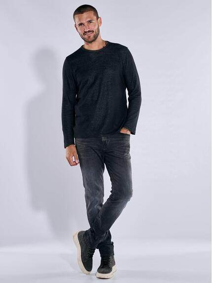 emilio adani Herren Langarm-Shirt strukturiert Schwarz 39521 emilio adani Herren Langarm-Shirt strukturiert Schwarz 39521