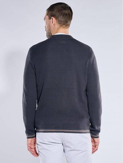 emilio adani Herren Strickjacke mit Kragen Dunkelgrau 40688