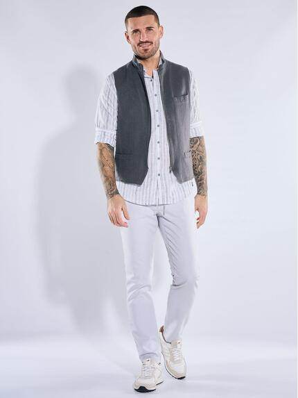 emilio adani Herren Sakko-Weste aus Leinen-Mix Schwarzbraun 40236