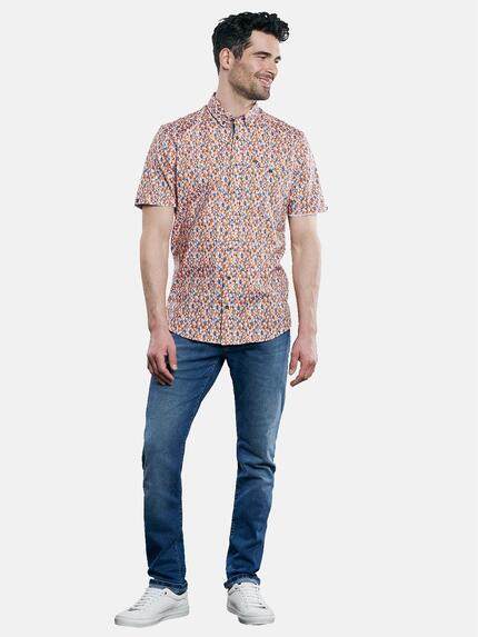 engbers Herren Kurzarm-Hemd mit All-Over Print Dunkelorange 31718 engbers Herren Kurzarm-Hemd mit All-Over Print Dunkelorange 31718