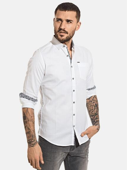 emilio adani Unifarbenes Hemd mit Kontrastdetails Reinweiss