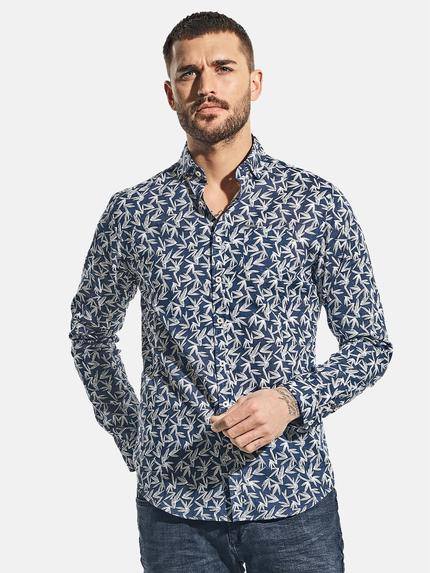 emilio adani All-Over-Print-Hemd Saphirblau