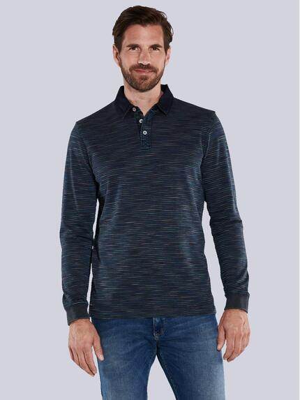 engbers Langarm-Shirt mit Polo-Kragen Schwarz