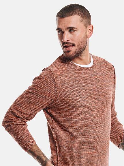 emilio adani Herren Pullover meliert Orange 32437