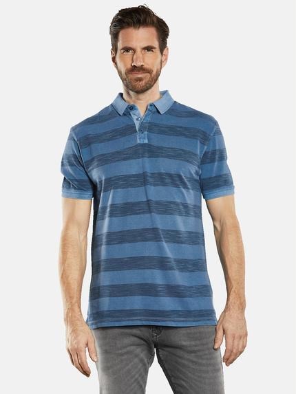 engbers Polo-Shirt gestreift Petrolblau