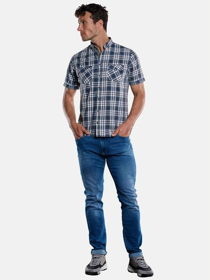 engbers Herren Kurzarm-Hemd kariert Indigoblau 33440