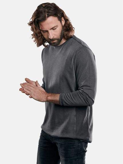 emilio adani Langarmshirt aus hochwertiger Baumwolle Dunkelgrau