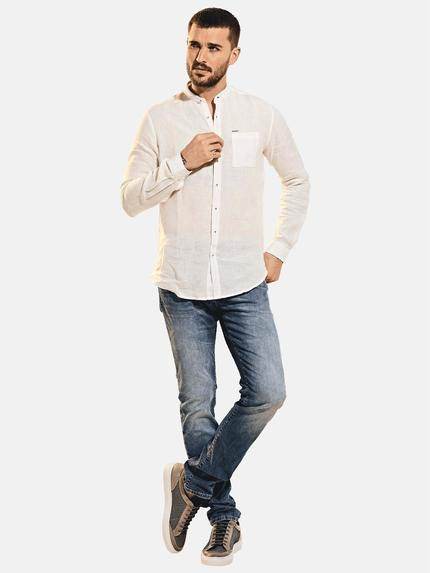 emilio adani Herren Langarm-Hemd aus Leinenstoff Weiß 31669 emilio adani Herren Langarm-Hemd aus Leinenstoff Weiß 31669