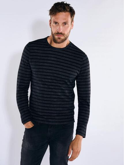 emilio adani Langarm-Shirt gestreift Schwarz
