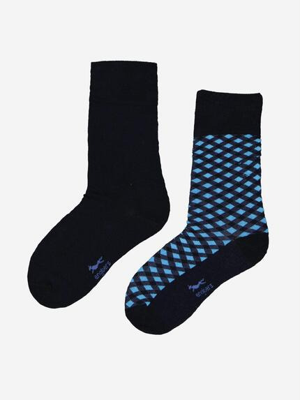 engbers Socke gemustert Saphirblau