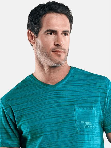 engbers Herren T-Shirt in Flammgarnoptik Petrol 29238 engbers Herren T-Shirt in Flammgarnoptik Petrol 29238