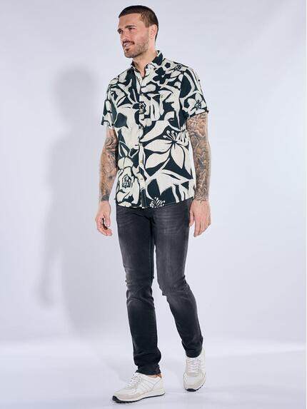 emilio adani Herren Hemd kurzarm Schwarz 40328