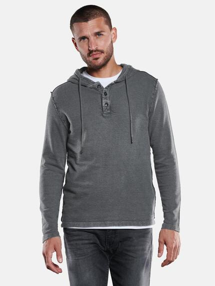 emilio adani Langarm-Shirt mit Kapuze Dunkelgrau
