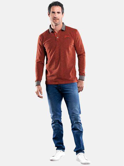 engbers Herren Poloshirt langarm Blutorange 29218 engbers Herren Poloshirt langarm Blutorange 29218