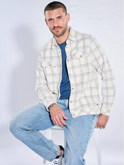 emilio adani Herren Overshirt aus Soft-Cord Naturweiss 40901
