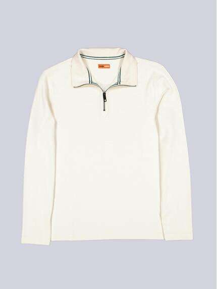 emilio adani Herren Modisches Sweatshirt mit Stehkragen Naturweiss 39959