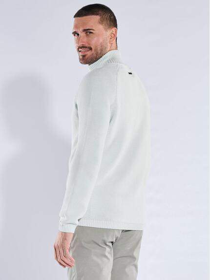 emilio adani Herren Stehkragen-Pullover mit Reißverschluss Hellgrau 40465