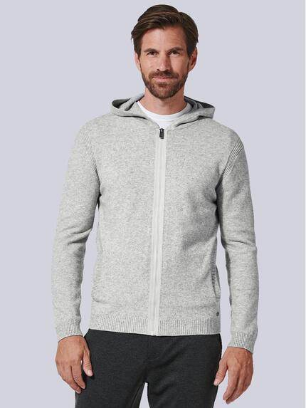 engbers Strickjacke mit Kapuze Silbergrau