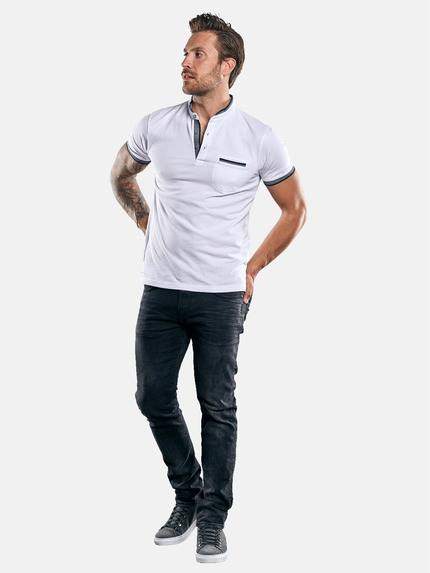 emilio adani Herren Modisches Stehkragen-Polo mit Farbakzenten Weiß 30047 emilio adani Herren Modisches Stehkragen-Polo mit Farbakzenten Weiß 30047