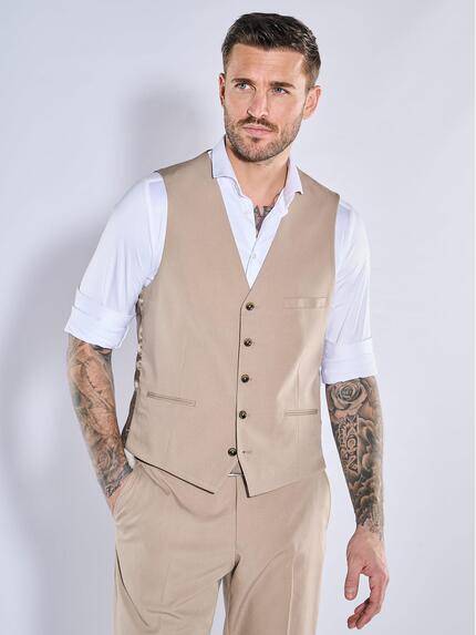 emilio adani Herren Anzug-Weste  slim fit Beige 38459