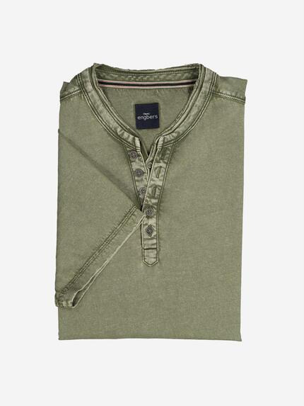 engbers Henley-Shirt uni Khaki