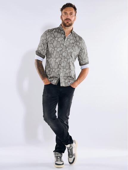 emilio adani Herren Langarm-Hemd gemustert Beige 36277