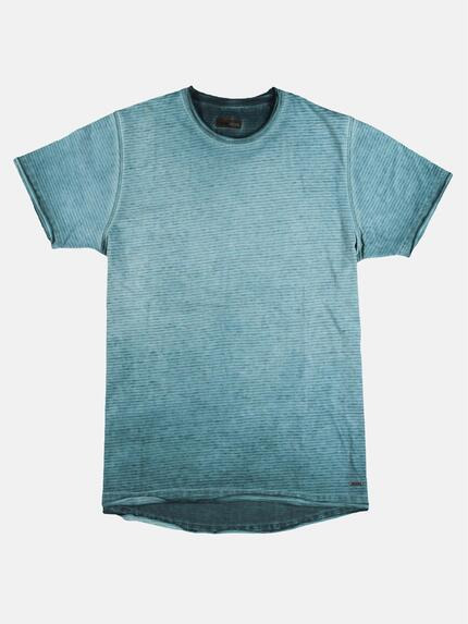 emilio adani Rundhals T-Shirt mit dezenter Streifenstruktur Petrol