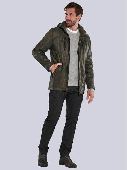 engbers Herren Lederjacke mit abnehmbarer Kapuze. Grün 35441 engbers Herren Lederjacke mit abnehmbarer Kapuze. Grün 35441