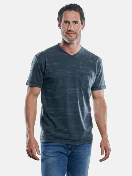 engbers V-Neck T-Shirt Petrolblau