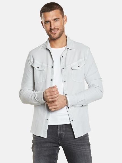emilio adani Langarm-Shirt mit Polo-Kragen Silbergrau