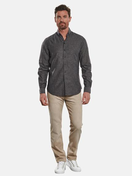 ENGBERS GERMANY Herren Langarm-Hemd aus Leinen Anthrazit 32688