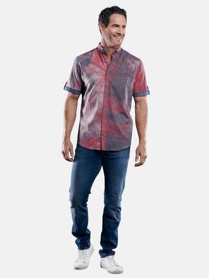 engbers Herren Hemd in moderner Batikoptik Karminrot 29447