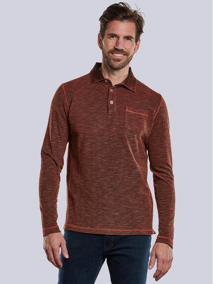engbers Langarm-Shirt Polokragen Dunkelorange