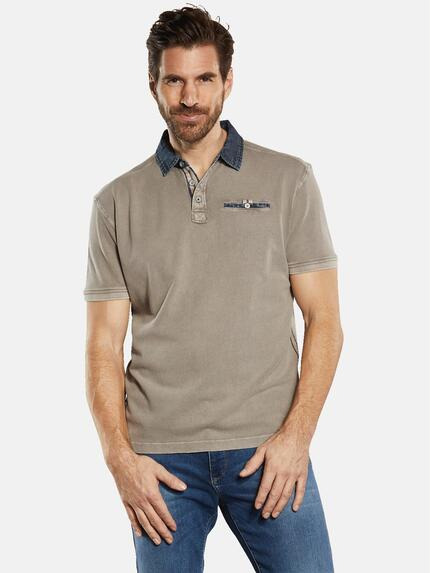 engbers Polo-Shirt strukturiert Braunbeige