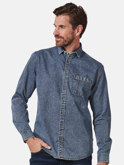 engbers Herren Langarm-Hemd in Denim-Optik Blau 35326 engbers Herren Langarm-Hemd in Denim-Optik Blau 35326