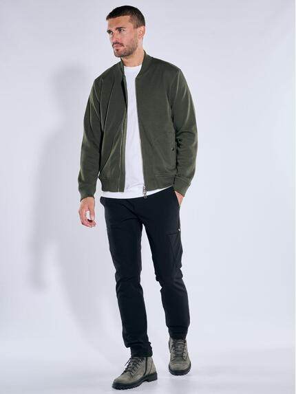 emilio adani Herren Sweatjacke mit Bomber-Kragen Oliv 39615 emilio adani Herren Sweatjacke mit Bomber-Kragen Oliv 39615