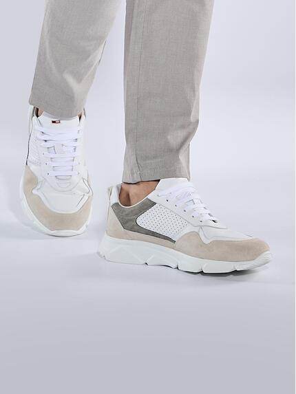 emilio adani Sneaker aus Ledermix Reinweiss