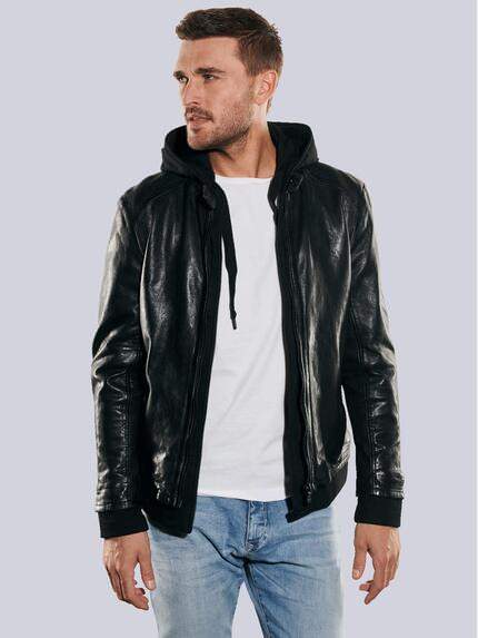 emilio adani Lederjacke slim fit Schwarz