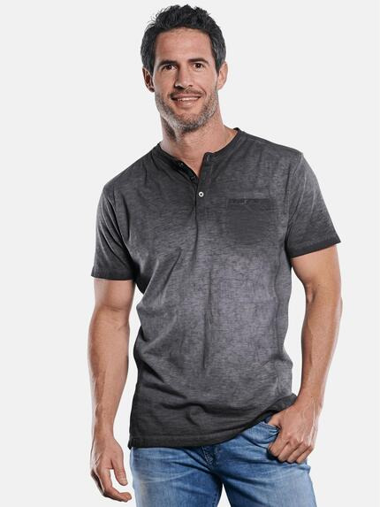 engbers Lässiges Henley T-Shirt in außergewöhnlicher Optik Anthrazit