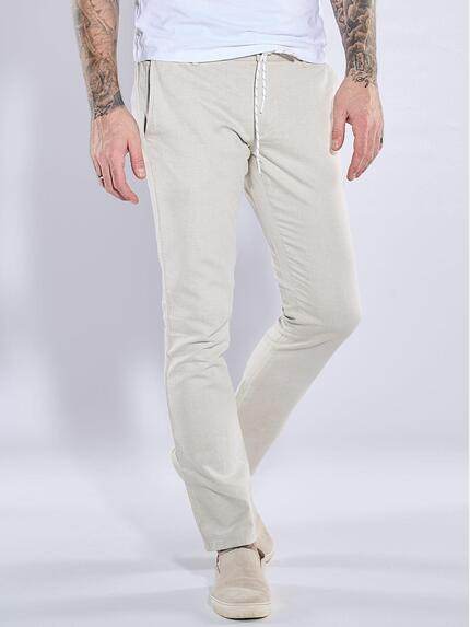 emilio adani Herren Chino aus Leinen Beige 38613