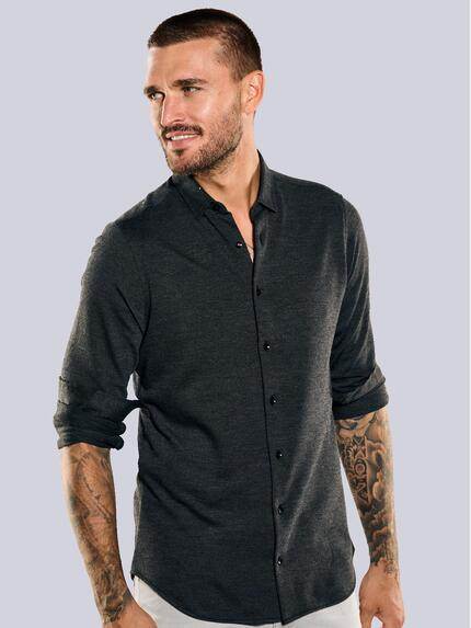emilio adani Herren Langarm-Hemd aus Jersey Grau 35776 emilio adani Herren Langarm-Hemd aus Jersey Grau 35776