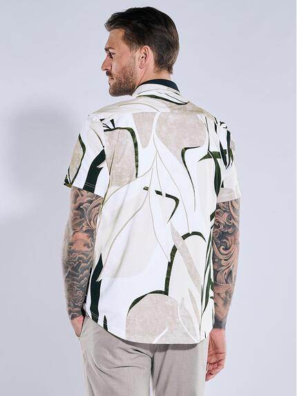 emilio adani Herren Kurzarm-Hemd gemustert Beige 38993