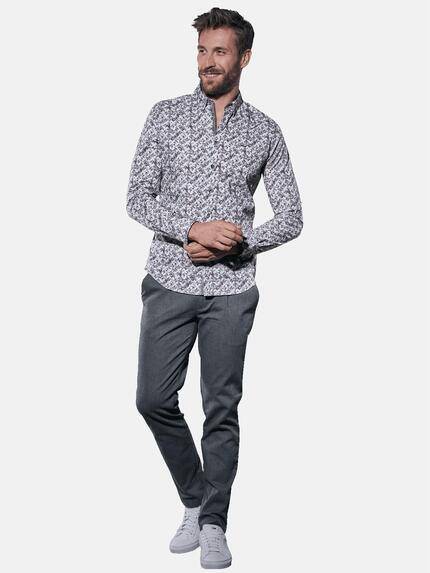 emilio adani Herren Bedrucktes Langarmhemd Rot 30814